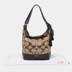 Coach Beige/Dark Brown Signature Canvas And Leather Legacy Hobo