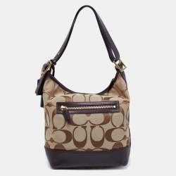 Coach Beige/Dark Brown Signature Canvas And Leather Legacy Hobo