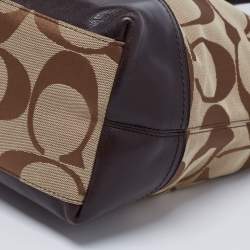 Coach Beige/Dark Brown Signature Canvas And Leather Legacy Hobo
