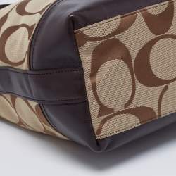 Coach Beige/Dark Brown Signature Canvas And Leather Legacy Hobo