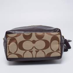 Coach Beige/Dark Brown Signature Canvas And Leather Legacy Hobo