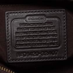 Pre Owned Coach Dark Brown/Beige Leopard Print Canvas and Leather Shoulder Bag