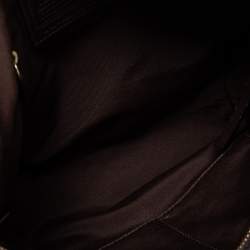 Pre Owned Coach Dark Brown/Beige Leopard Print Canvas and Leather Shoulder Bag