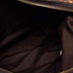 Pre Owned Coach Dark Brown/Beige Leopard Print Canvas and Leather Shoulder Bag