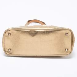 Coach Metallic Gold/Silver Signature Canvas And Leather Tote
