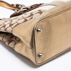 Coach Metallic Gold/Silver Signature Canvas And Leather Tote