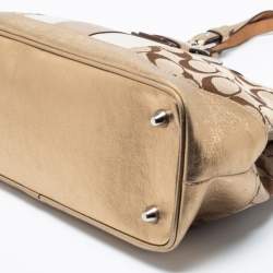 Coach Metallic Gold/Silver Signature Canvas And Leather Tote