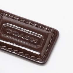 Coach Beige/Dark Brown Signature Canvas And Patent Leather Flap Baguette