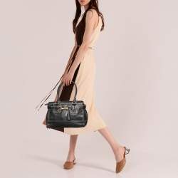 Pre Owned Coach Black Grained Leather Hampton Tote