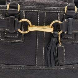 Pre Owned Coach Black Grained Leather Hampton Tote