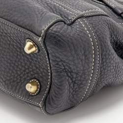 Pre Owned Coach Black Grained Leather Hampton Tote