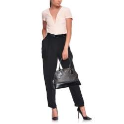 Coach Brown/Black Signature Coated Canvas and Leather Cora Satchel