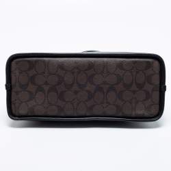 Coach Brown/Black Signature Coated Canvas and Leather Cora Satchel