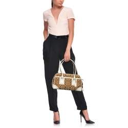 Coach Beige/White Signature Canvas and Leather Satchel