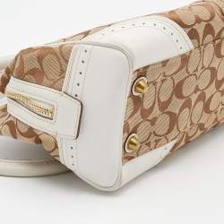 Coach Beige/White Signature Canvas and Leather Satchel
