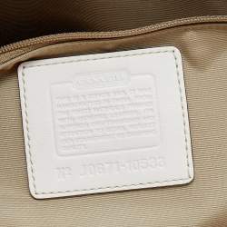 Coach Beige/White Signature Canvas and Leather Satchel