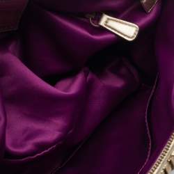 Pre Owned Coach Beige/Gold Signature Pleated Canvas and Leather Sophia Madison Satchel