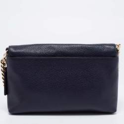 Pre Owned حقيبة كتف كوتش كروستاون جلد أزرق كحلي