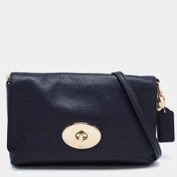 Pre Owned حقيبة كتف كوتش كروستاون جلد أزرق كحلي