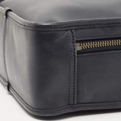 Pre Owned Coach Dark Grey Leather Lunch Pail Top Handle Bag