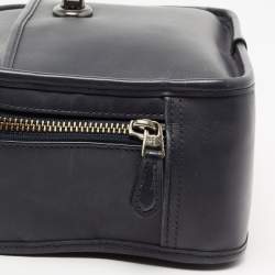 Pre Owned Coach Dark Grey Leather Lunch Pail Top Handle Bag