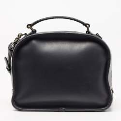 Pre Owned Coach Dark Grey Leather Lunch Pail Top Handle Bag