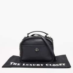 Pre Owned Coach Dark Grey Leather Lunch Pail Top Handle Bag