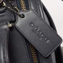 Pre Owned Coach Dark Grey Leather Lunch Pail Top Handle Bag