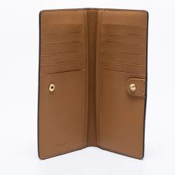 Coach Beige Signature Coated Canvas Long Slim Bifold Wallet