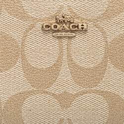 Coach Beige Signature Coated Canvas Long Slim Bifold Wallet