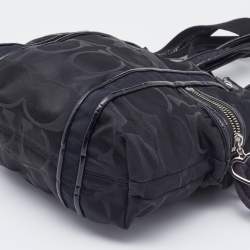 Pre Owned Coach Black Signature Fabric and Patent Leather Daisy Tote