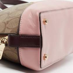 Coach Tri Color Signature Coated Canvas and Leather Mini Sierra Satchel