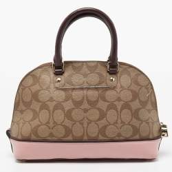 Coach Tri Color Signature Coated Canvas and Leather Mini Sierra Satchel