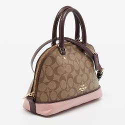 Coach Tri Color Signature Coated Canvas and Leather Mini Sierra Satchel