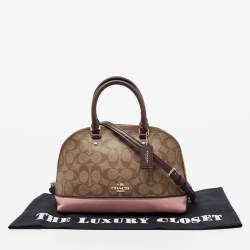 Coach Tri Color Signature Coated Canvas and Leather Mini Sierra Satchel