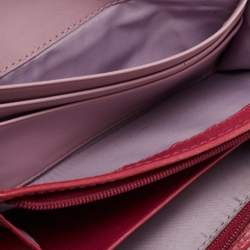 Coach Beige/Pink Signature Canvas And Leather Compact Wallet