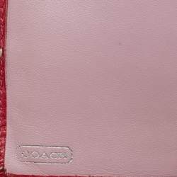 Coach Beige/Pink Signature Canvas And Leather Compact Wallet