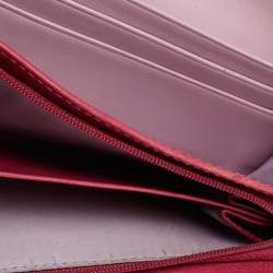 Coach Beige/Pink Signature Canvas And Leather Compact Wallet