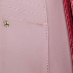 Coach Beige/Pink Signature Canvas And Leather Compact Wallet