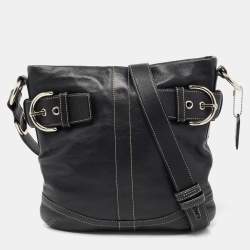 Pre Owned Coach Black Leather Shoulder Bag