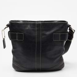 Pre Owned Coach Black Leather Shoulder Bag