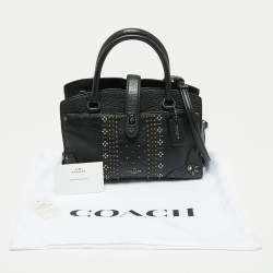 Pre Owned Coach Black Leather Studded Mercer 24 Satchel