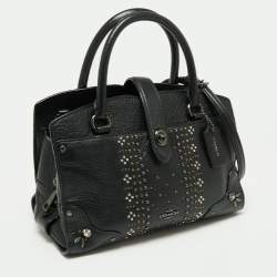 Pre Owned Coach Black Leather Studded Mercer 24 Satchel