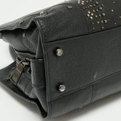 Pre Owned Coach Black Leather Studded Mercer 24 Satchel