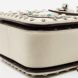 Pre Owned Coach Off White Leather And Python Western Rivets Page Top Handle Bag