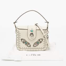 Pre Owned Coach Off White Leather And Python Western Rivets Page Top Handle Bag