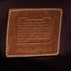 Pre Owned Coach Brown/Beige Signature Canvas and Leather Flap Buckle Satchel