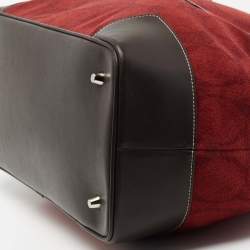Pre Owned Coach Red/Brown Signature Wool And Leather Vintage Tote