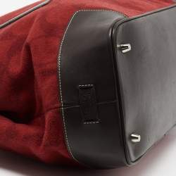 Pre Owned Coach Red/Brown Signature Wool And Leather Vintage Tote