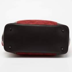 Pre Owned Coach Red/Brown Signature Wool And Leather Vintage Tote